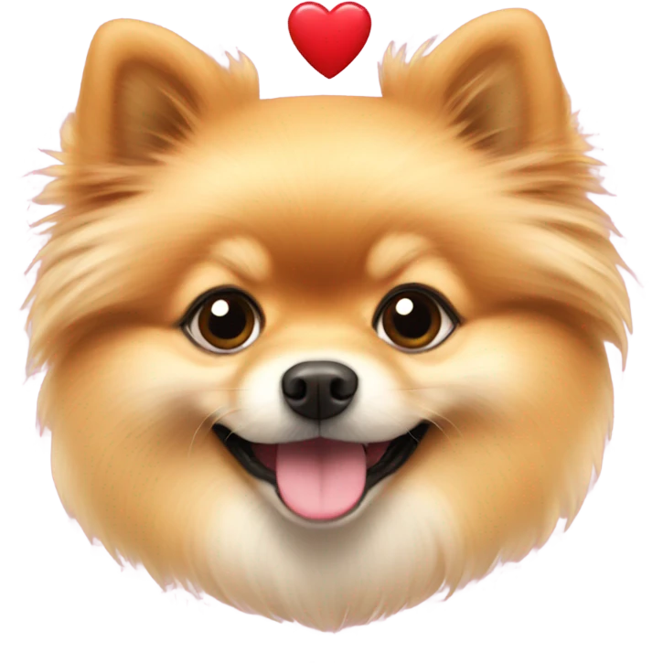 Pomeranian with hearts emoji