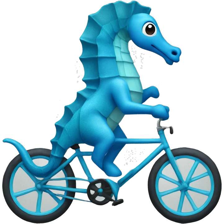 Blue seahorse riding a bike emoji