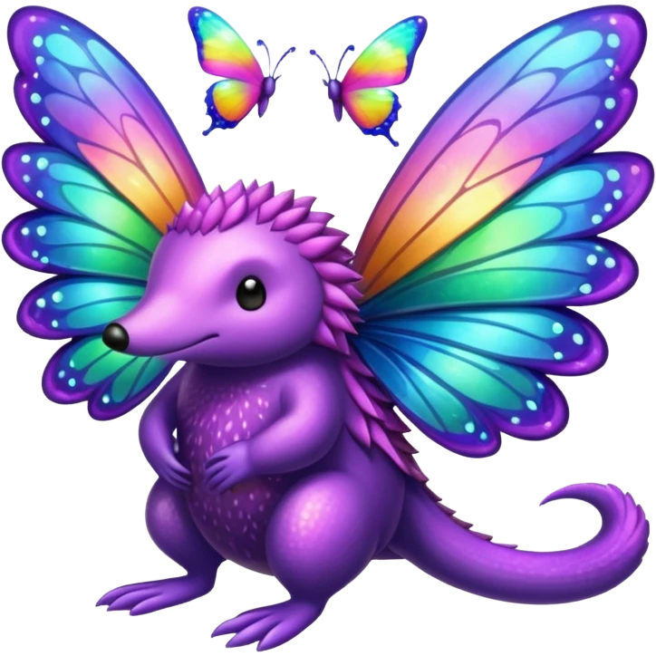 echidna with butterfly wings and sparkle emoji