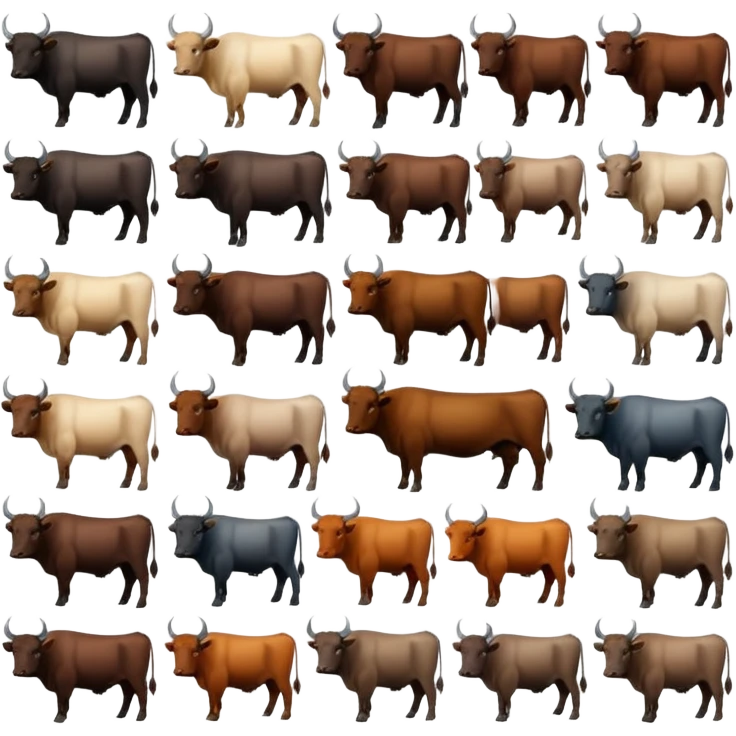 make an image which give a clear context of a cattle/buffalo diffrent  breeds gallery  in this i will showing diffrent diffrent breeds of cattle / buffalo  emoji