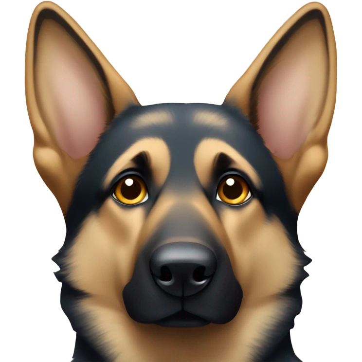 German shepherd with one brown eye and on light blue eye emoji