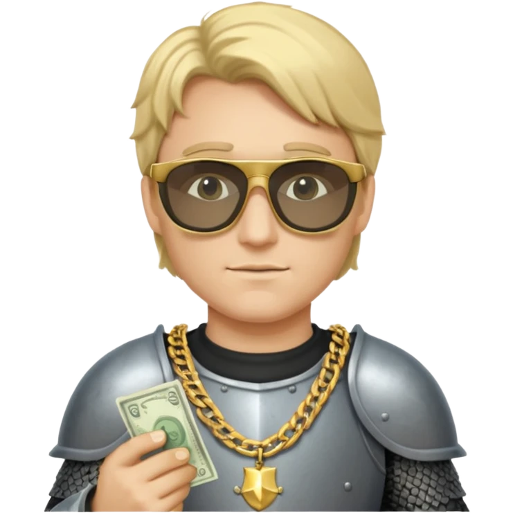 Knight with helmet gold chain dark glasses money emoji