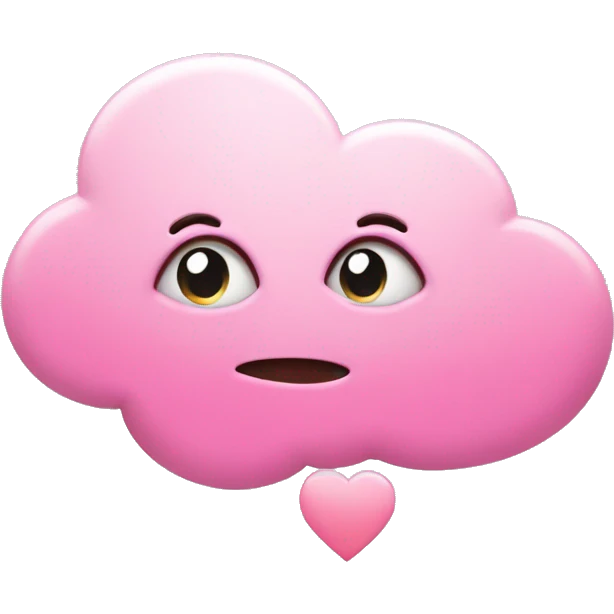 Thought cloud with pink heart inside. “Thinking about love” emoji