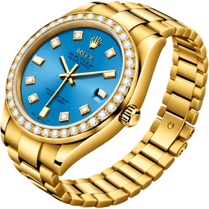 rolex z bransoleta wysadzana diamentami oraz z tarcza wysadzana diamentami emoji