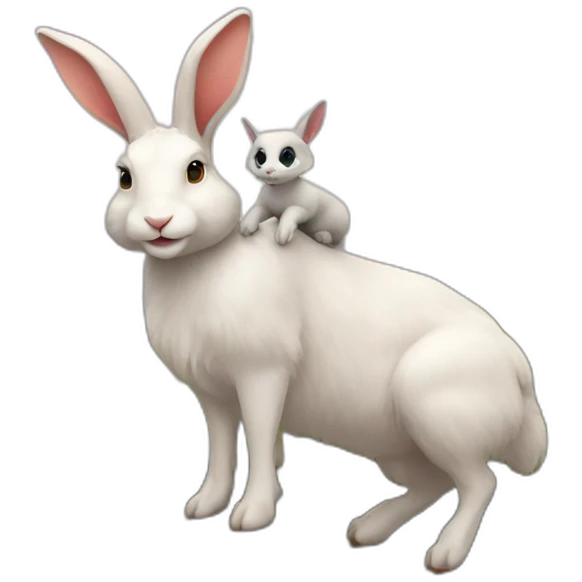 bunny on top of a mountain with a goat emoji