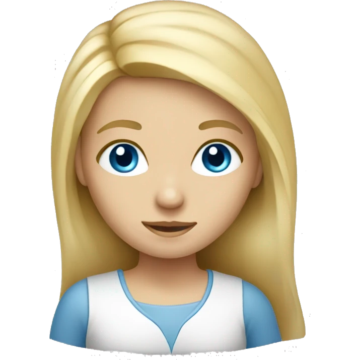 Long Blonde hair blue eyes girl studying emoji