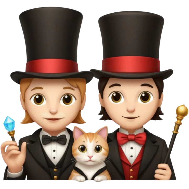 magician couple and their pet cat emoji