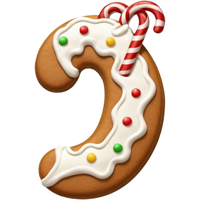 gingerbread cookie in candy cane shape emoji
