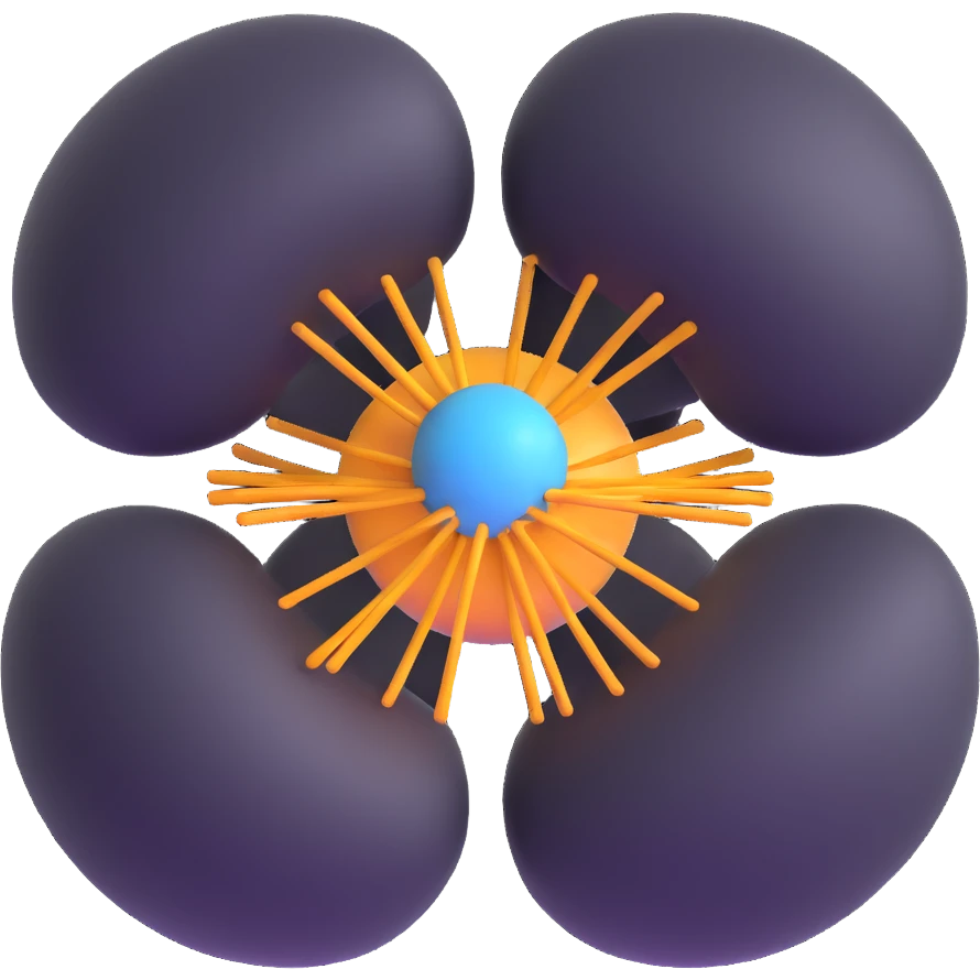 neutron approaching nucleus with cross section highlighted emoji
