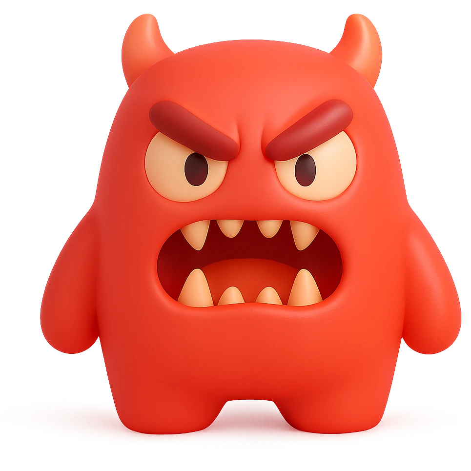 red-hot, angry, scary monster face emoji