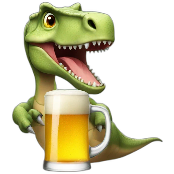 Dinosaur, drinking beer emoji