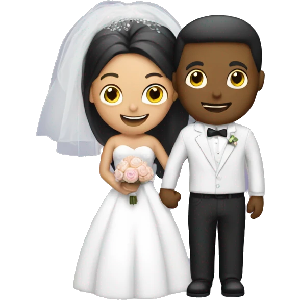 Friend holding a bag next to the bride. emoji