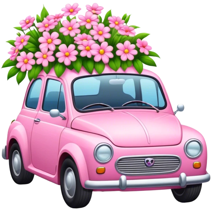 Pink car with flowers  emoji