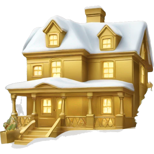 Gold Christmas house emoji