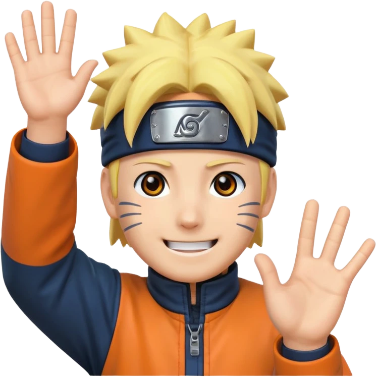 Quiero que hagas a Naruto saludando emoji