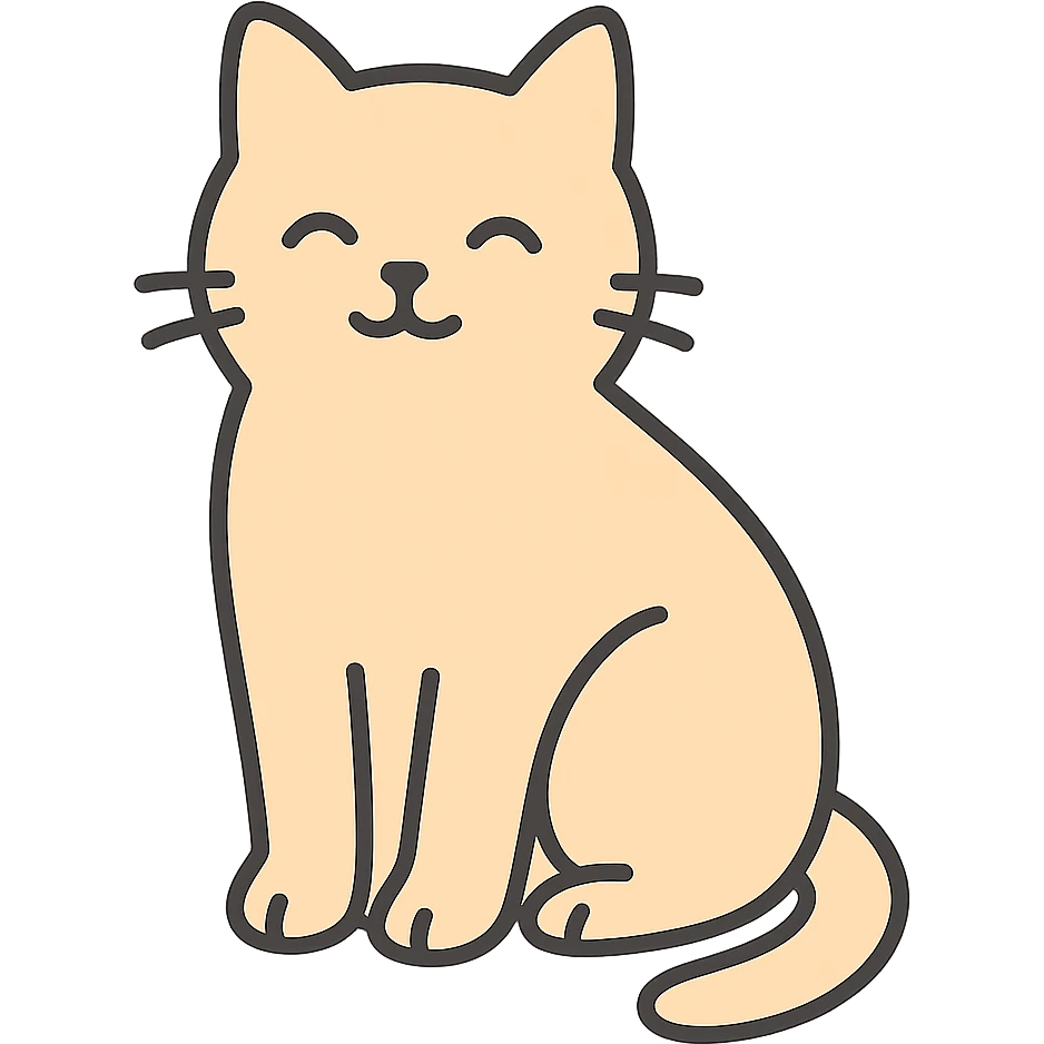 A friendly cat sitting with its tail wrapped around its paws, with soft curves and minimal details. Simple and adorable. emoji