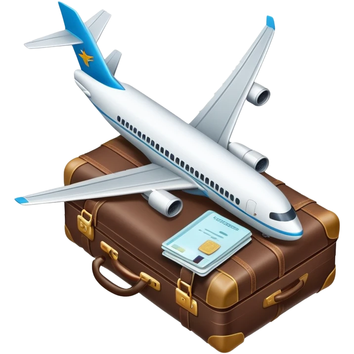 airplane with luggage and passport emoji