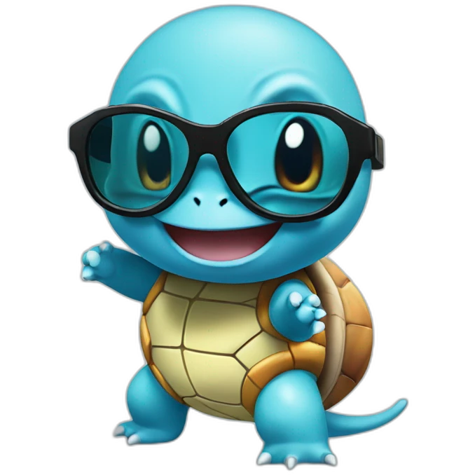 squirtle with sunglasses dancing like a rock star emoji
