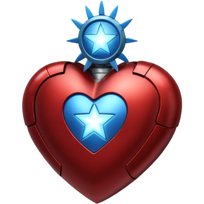 A red Iron Man heart with a glowing blue star in the center emoji