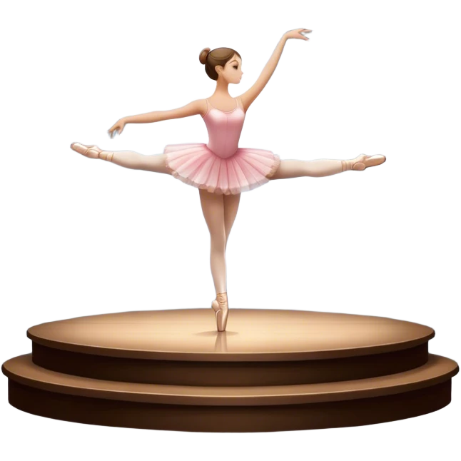 Icon for Ballet: a theater stage with silhouette of a ballerina in an elegant pose, surrounded by spotlight and stage lights. The icon should convey the grace and beauty of ballet, with focus on the dancer and the dramatic lighting. Transparent background. emoji