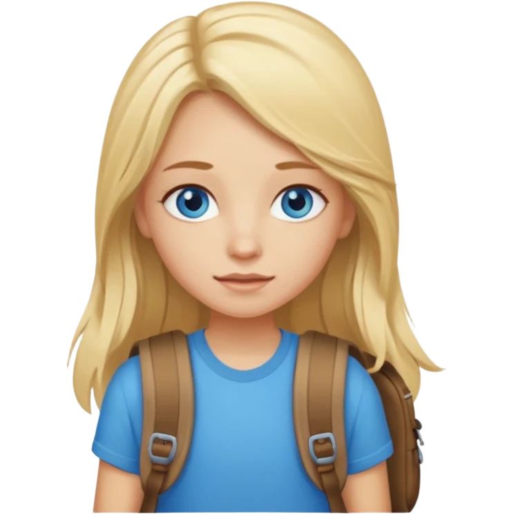 a blonde girl with long hair and blue eyes whose travel emoji