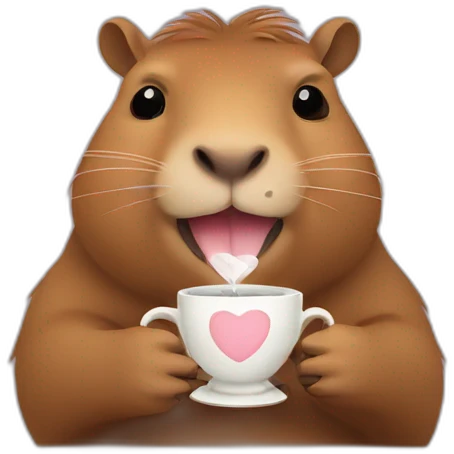 Capybara holding tea cup  emoji