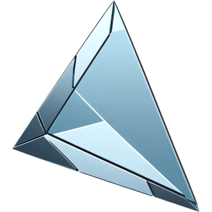 broken mirror shard emoji, sharp chrome edges, high contrast reflections, futuristic minimal 3D style, isolated on white emoji