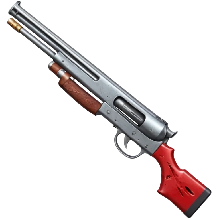  a bloody shotgun pointed out to shoot from the cameras perspective. In the style of your bloody skull art work. Overhead as if you were the person holding the shotgun emoji