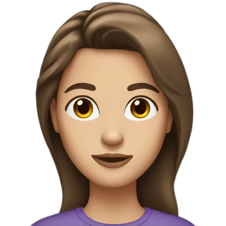 woman with mid-length brown hair, marron eye emoji