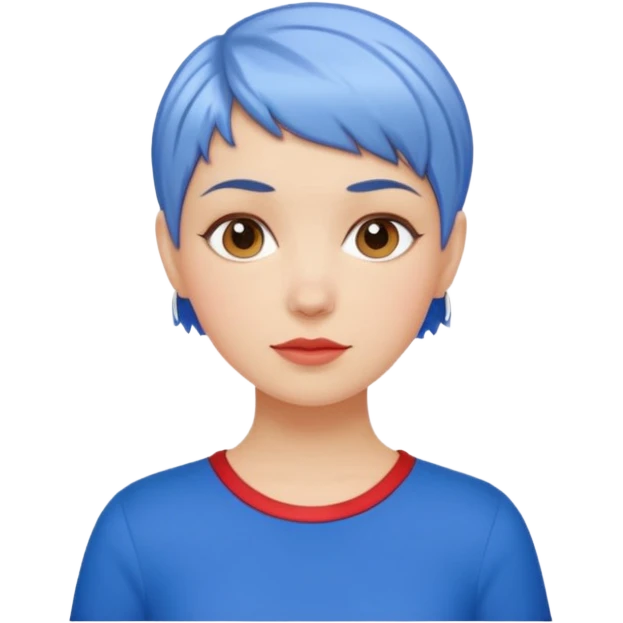 white girl pixie cut red and blue shirt emoji