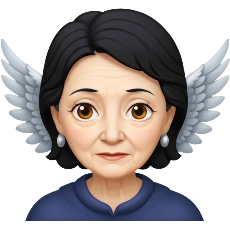 Angel Old Lady with wings black hair emoji