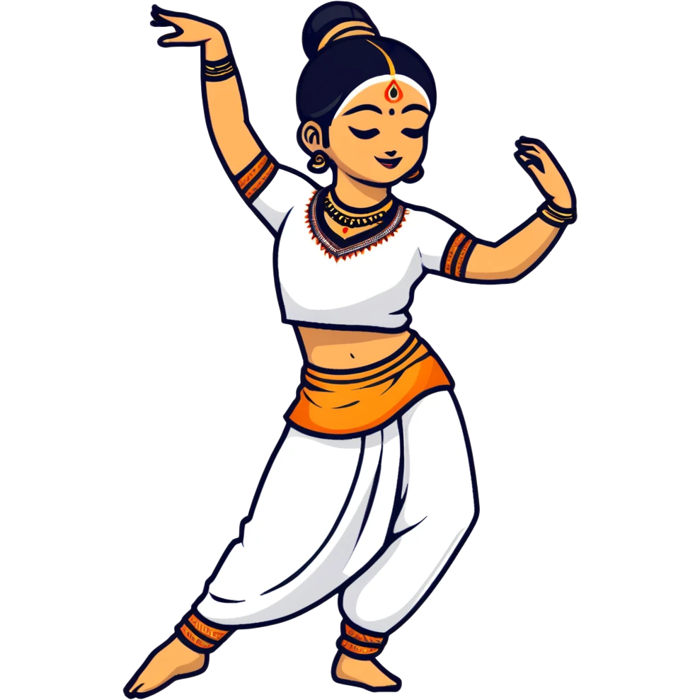 dancer in traditional Indian attire, mid-dance pose, vibrant colors emoji