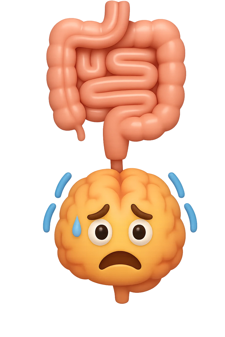 emoji 3d stile iphone di intestino e cervello stressato collegati verticalmente 3d emoji
