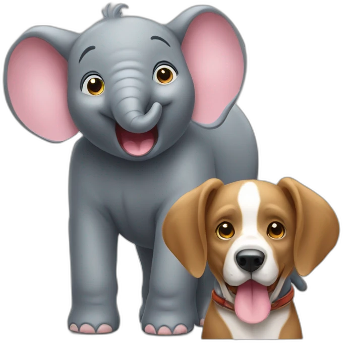 little elephant and big dog emoji