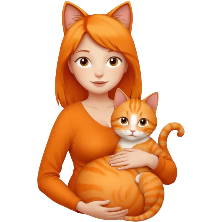 pregnant woman with orange cat emoji