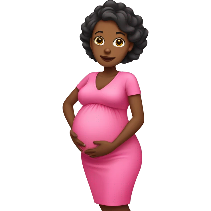 Pregnant Black mom with pink dress emoji