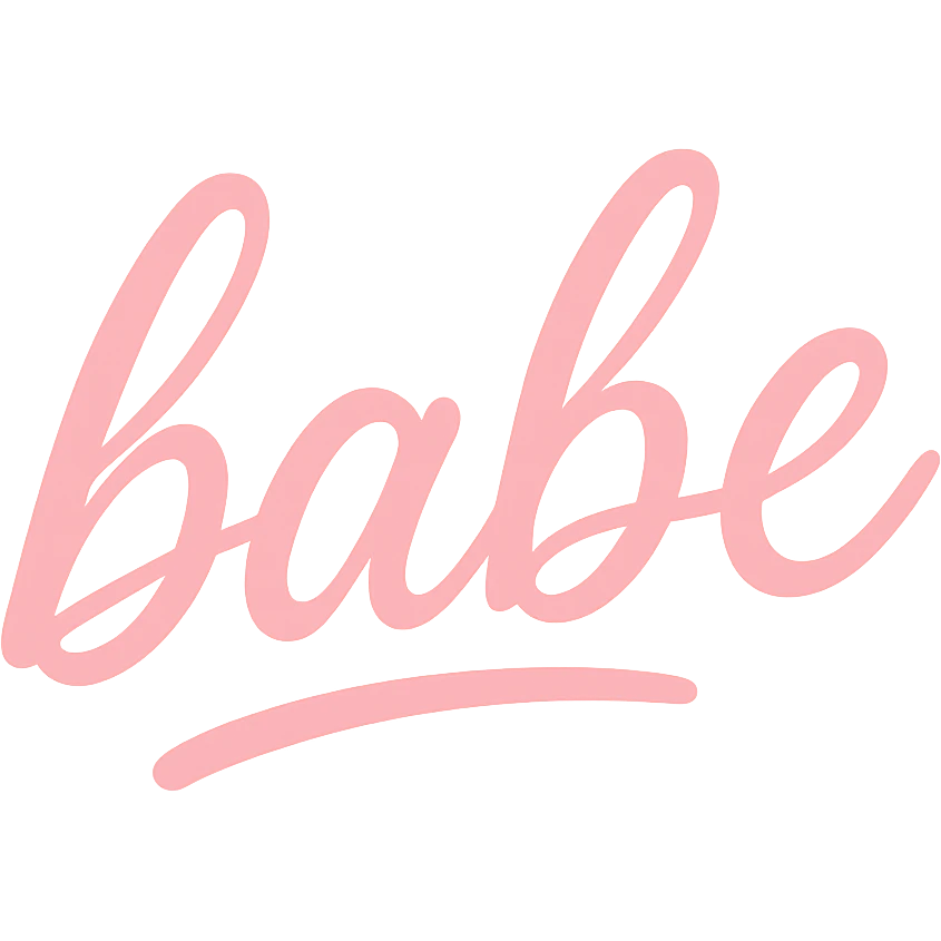 the word 'babe' in pink cursive style, no background emoji