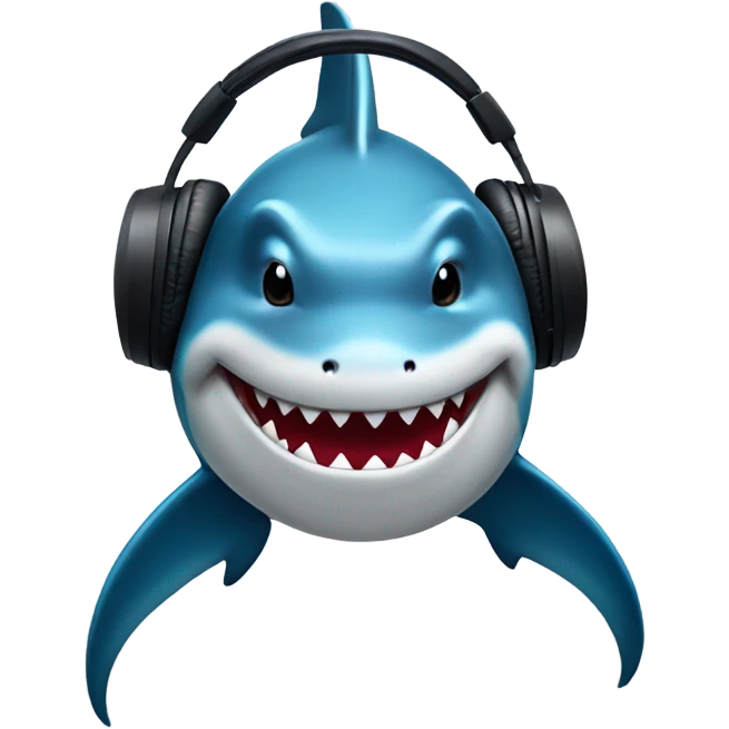 Shark wearing headphone emoji