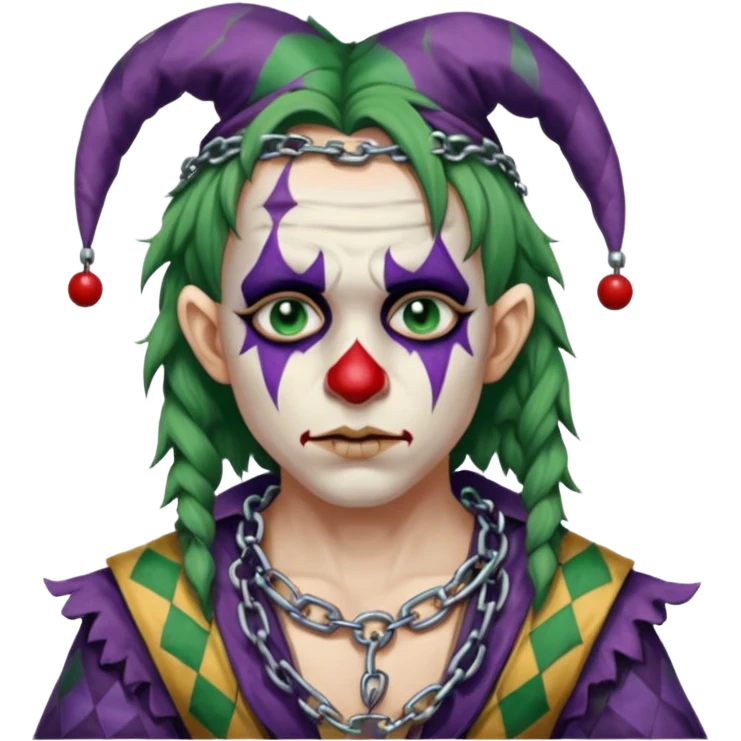 a chained wrangled jester emoji