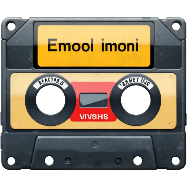 VHS tape with scratched warning label.
 emoji