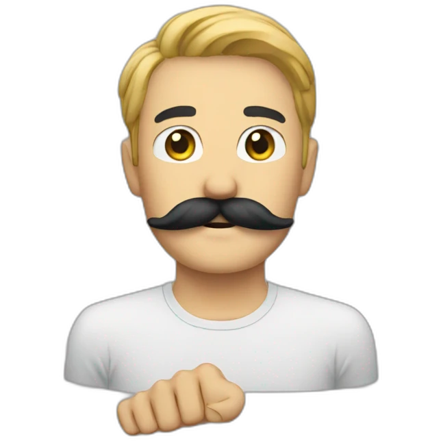 Mustache single  hold with hand emoji