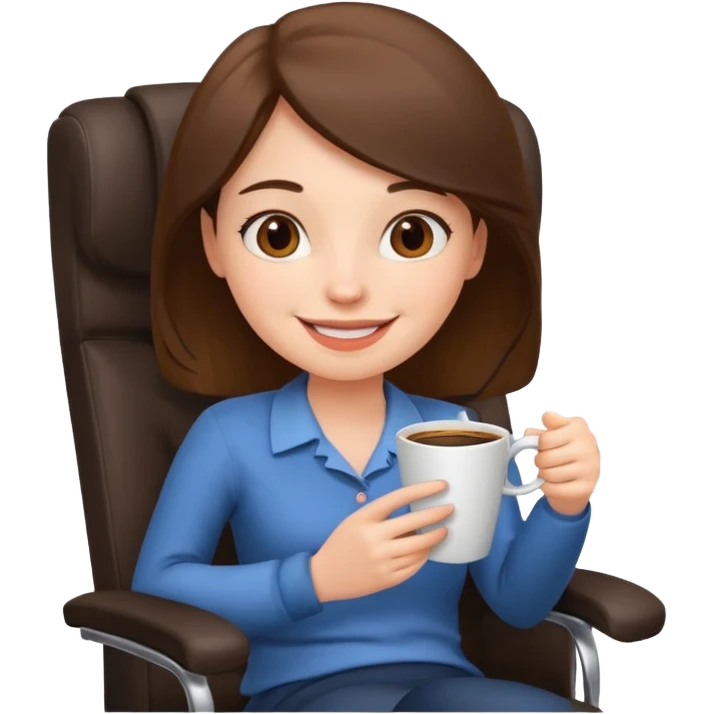 Cartoon faced girl relaxing in an office chair emoji