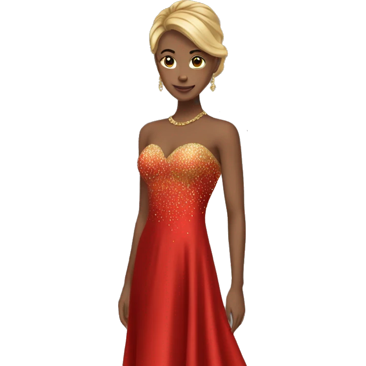 golden red long prom dress  emoji