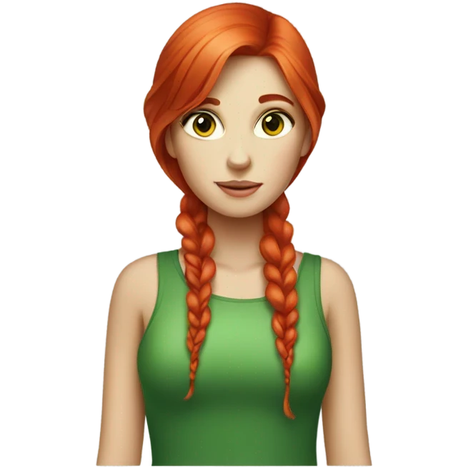 Bright Red hair girl stylish with green eyes emoji