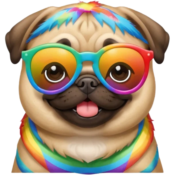 a pug with rainbow sunglasses  emoji