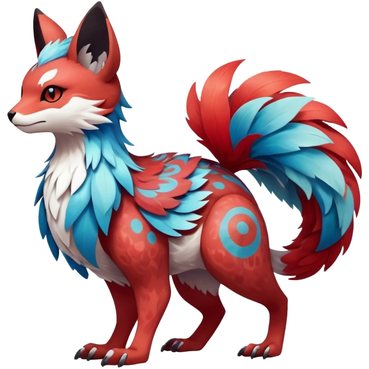 cool Falvie-Fionbri-fantasy-creature-Fakémon-Pokémon, full body, with markings emoji