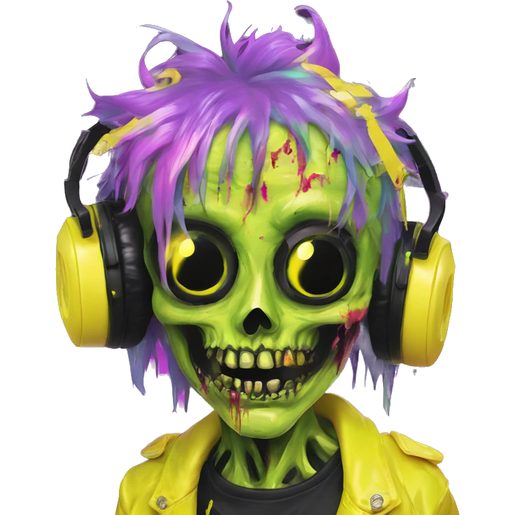 .Zombie_ Vaporwave black holographic dj oilslick zombie unicorn yellow caution tape emoji