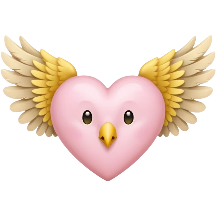 Heart with wings in soft pink, beige and yellow pastel colors emoji