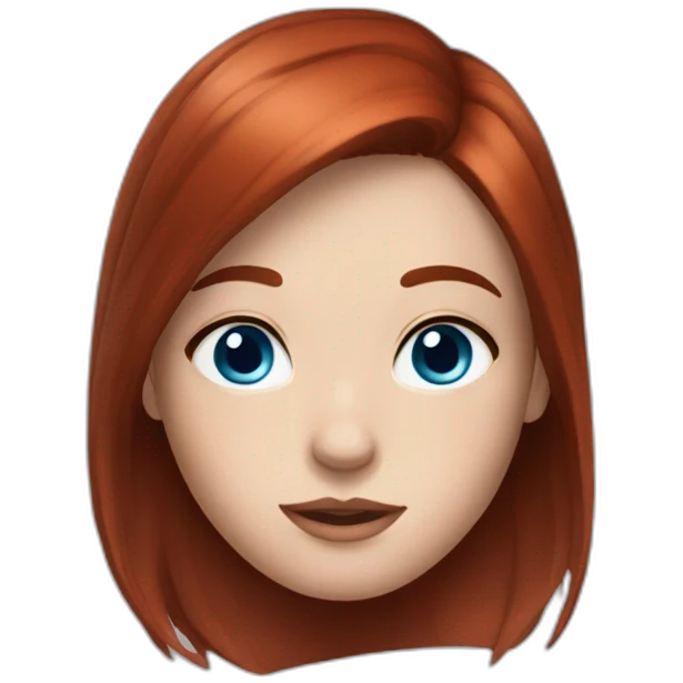 Dark red hair medium length girl blue eyes freckles emoji