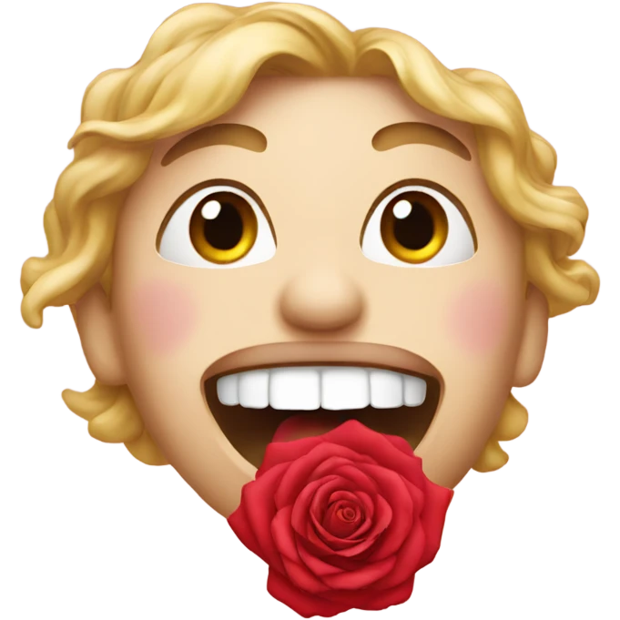 Emoji with rose in mouth emoji